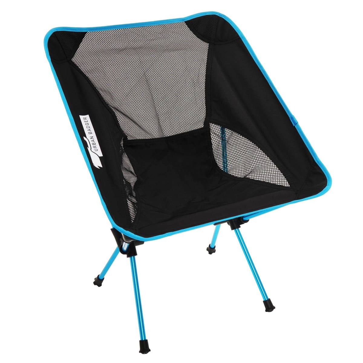 Loki folding chair with a cyan frame