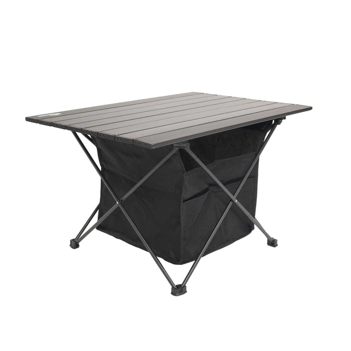 Odin aluminium folding table with a storage basket