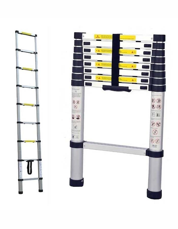 Telescopic ladder shown extended and folded